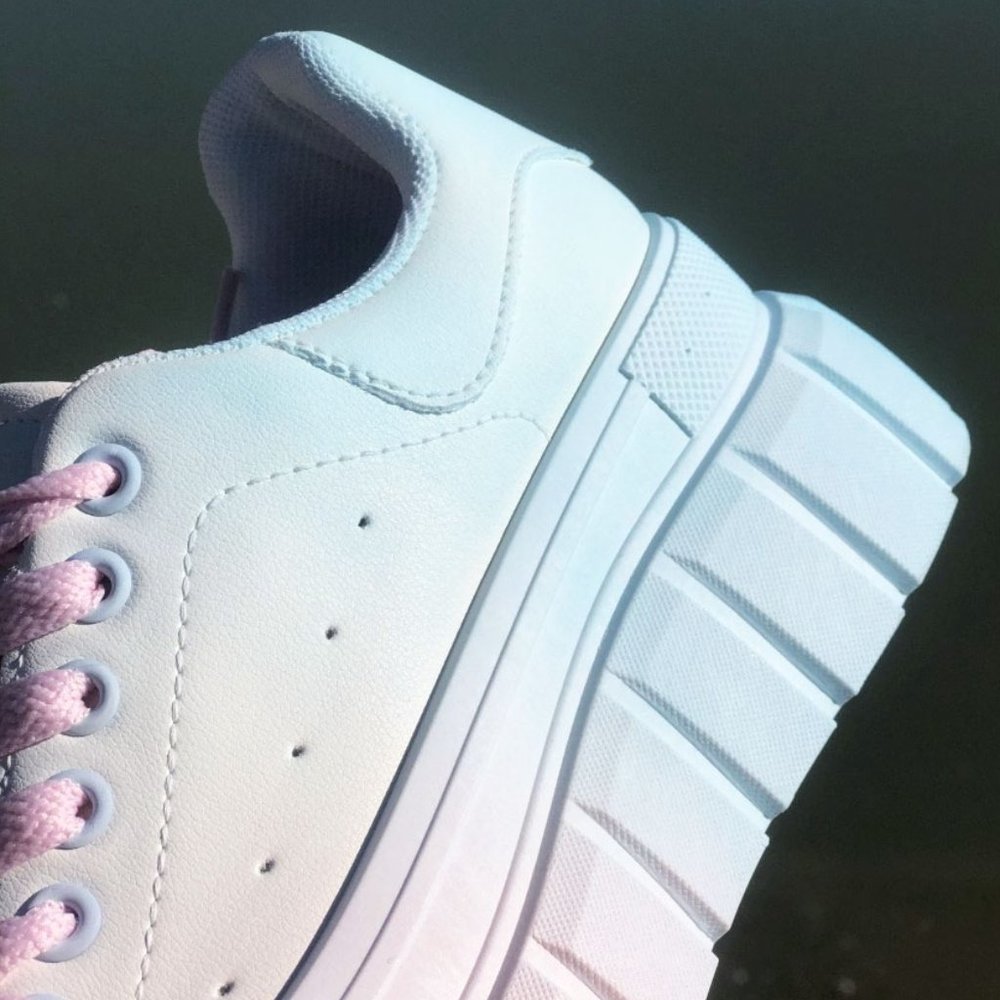 NEW Pastel Pink Blue Ombre Kawaii Cute Platform Low Top Laced Up Sneakers Shoes - Picture 8 of 11